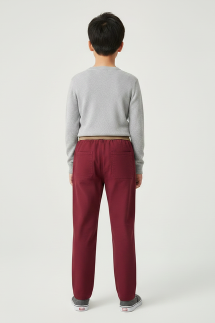 Pantalon Chinois Bordeaux Décontracté Boutons Garçon - Coton - vue 2