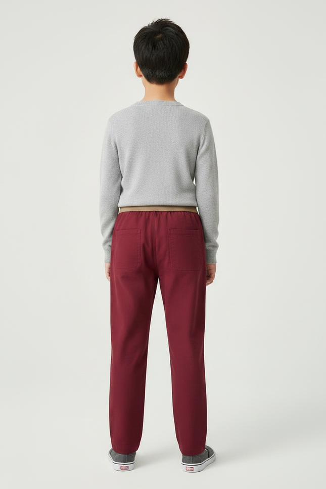Pantalon Chinois Bordeaux Décontracté Boutons Garçon - Coton - vue 2