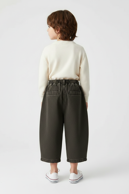 Pantalon Chinois Ample Gris Élastique Enfant - Jean - vue 2