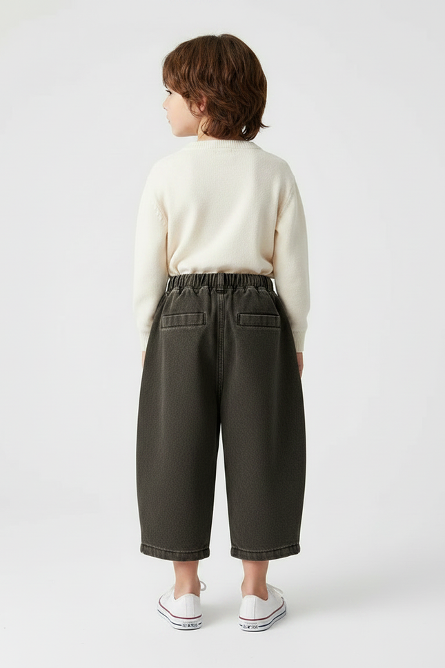 Pantalon Chinois Ample Gris Élastique Enfant - Jean - vue 2