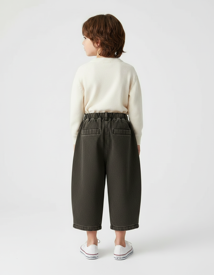Pantalon Chinois Ample Gris Élastique Enfant - Jean - vue 2