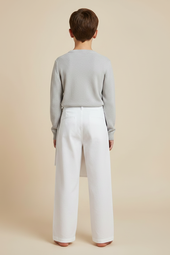 Pantalon Chinois Blanc Ample Ceinturé Coton Enfant - vue 2