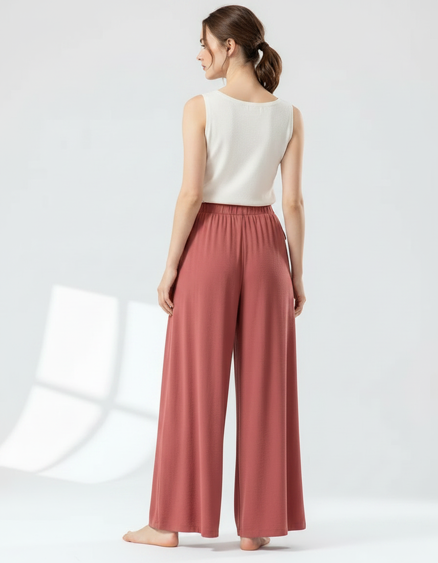 Pantalon Chinois Rose Ample Fluide Confortable Femme - Viscose - vue 2