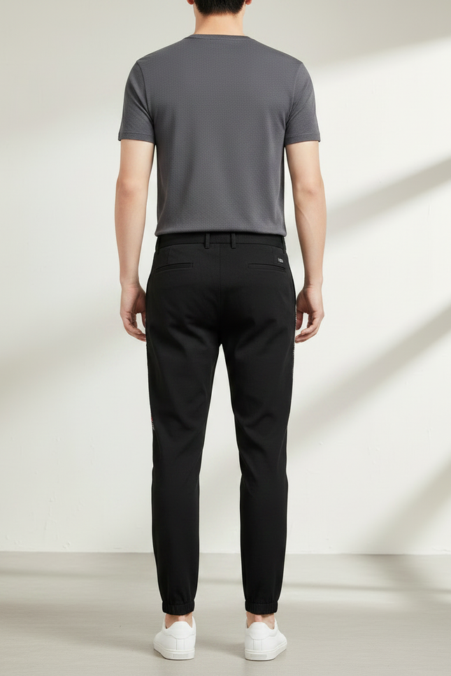 Pantalon Chinois Noir Brodé Floral Décontracté Homme - Polyester - vue 2