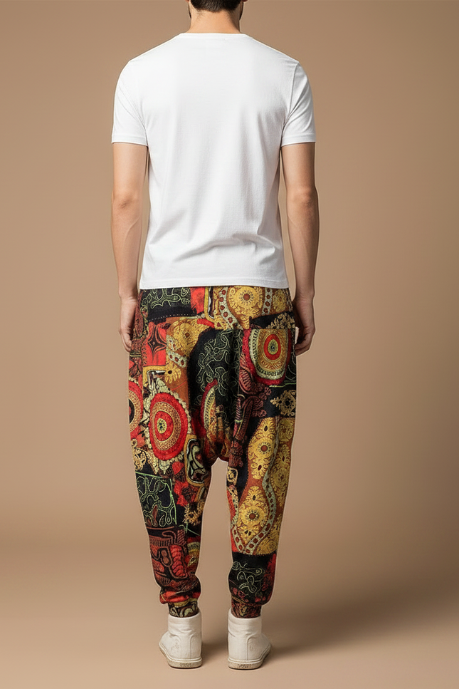 Pantalon Chinois Harem Imprimé Ethnique Fluide Coton Homme - Multicolore - vue 2
