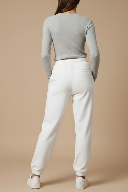 Pantalon Chinois Blanc Dragon Imprimé Jogger Cordon - Molleton - vue 2