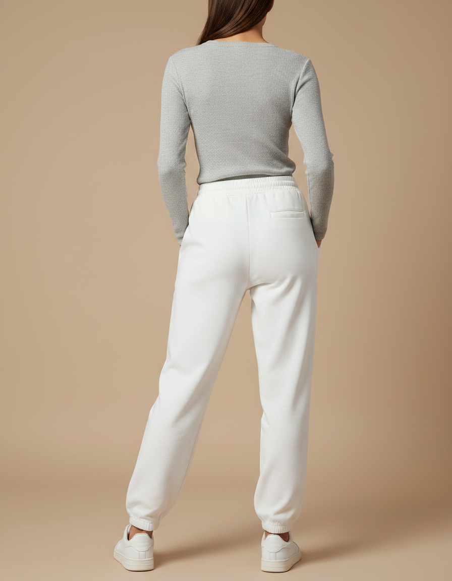 Pantalon Chinois Blanc Dragon Imprimé Jogger Cordon - Molleton - vue 2