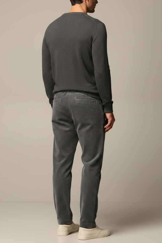Pantalon Chinois Gris Côtelé Décontracté Homme - Cordé - vue 2