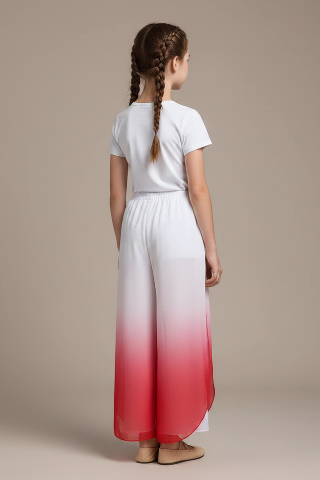 Pantalon Chinois Blanc Rouge Dégradé Fluide Large - Multicolore Polyester - vue 2