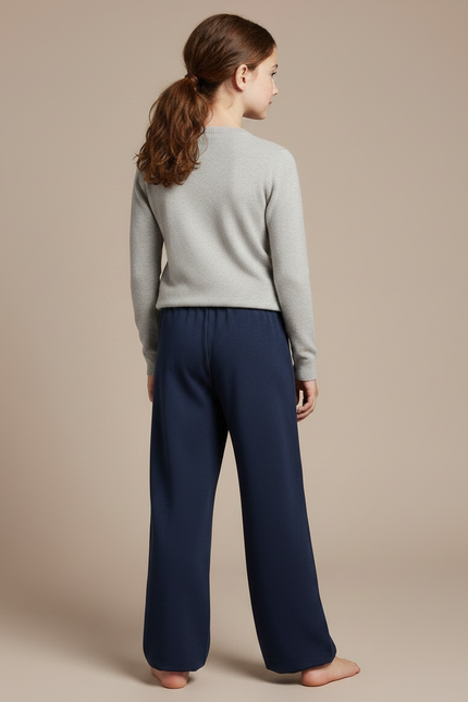 Pantalon Chinois Bleu Marine Ample Molleton Enfant - vue 2