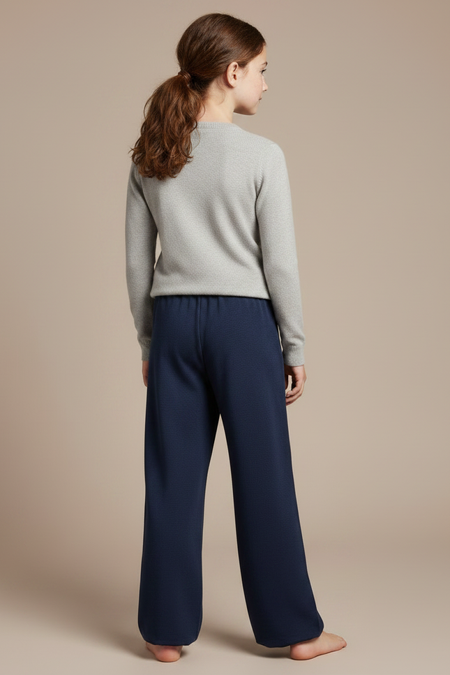 Pantalon Chinois Bleu Marine Ample Molleton Enfant - vue 2