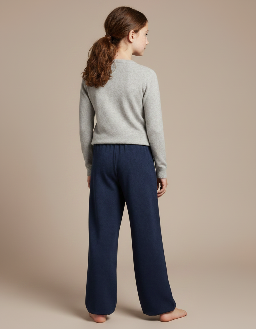 Pantalon Chinois Bleu Marine Ample Molleton Enfant - vue 2