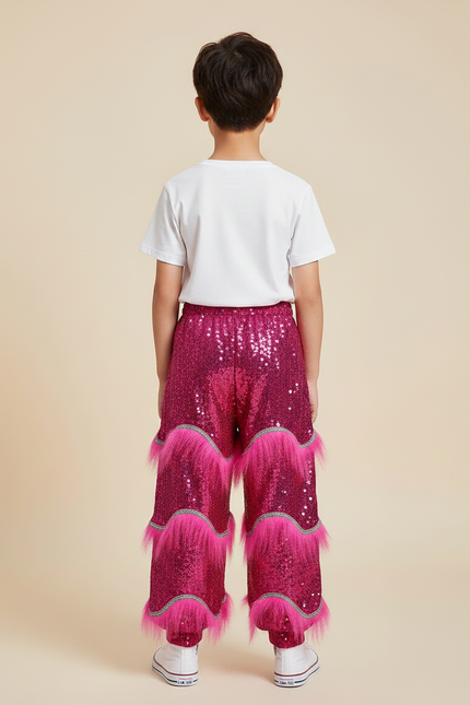 Pantalon Chinois Pailleté Rose Franges Danse Enfant - Polyester - vue 2