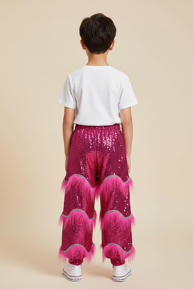 Pantalon Chinois Pailleté Rose Franges Danse Enfant - Polyester - vue 2