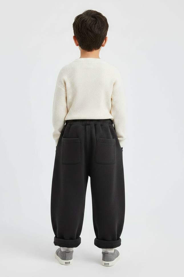 Pantalon Chinois Noir Ample Molleton Enfant Décontracté - vue 2
