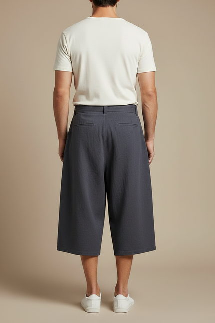 Pantalon Chinois Gris Ample Coton Ceinture Homme - vue 2