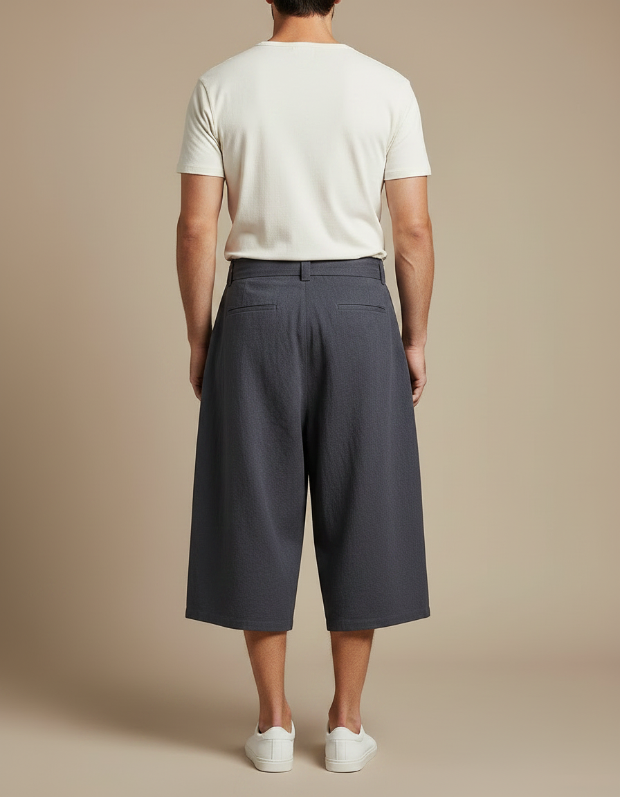Pantalon Chinois Gris Ample Coton Ceinture Homme - vue 2