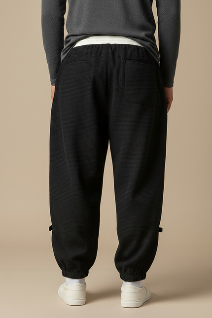 Pantalon Chinois Noir Ample Cargo Décontracté Homme - Maille - vue 2