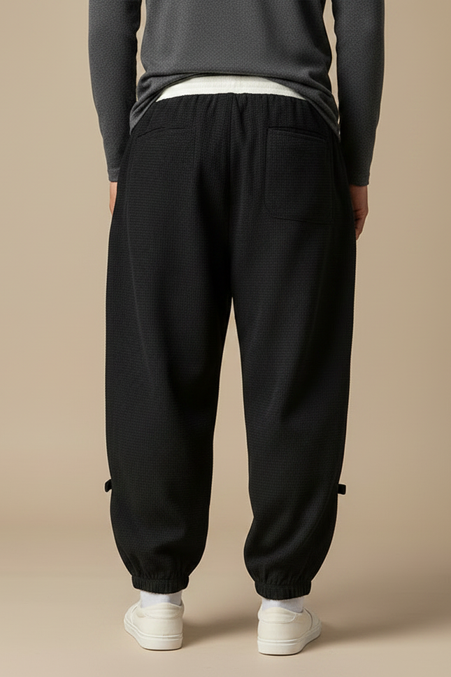 Pantalon Chinois Noir Ample Cargo Décontracté Homme - Maille - vue 2