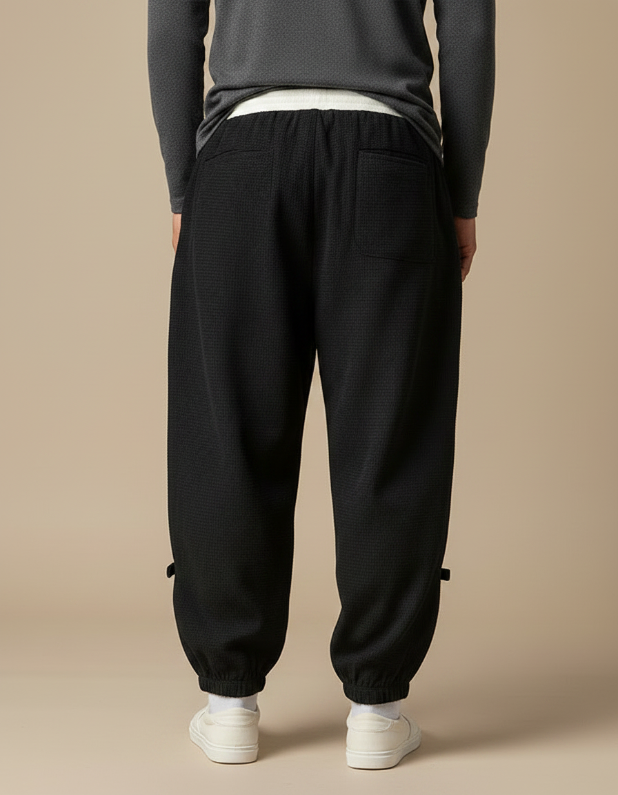 Pantalon Chinois Noir Ample Cargo Décontracté Homme - Maille - vue 2