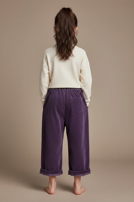 Pantalon Chinois Violet Côtelé Ample Enfant - Cordé - vue 2