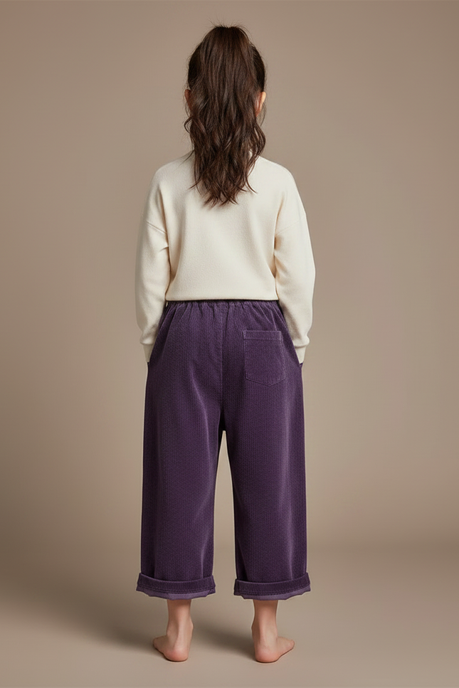 Pantalon Chinois Violet Côtelé Ample Enfant - Cordé - vue 2
