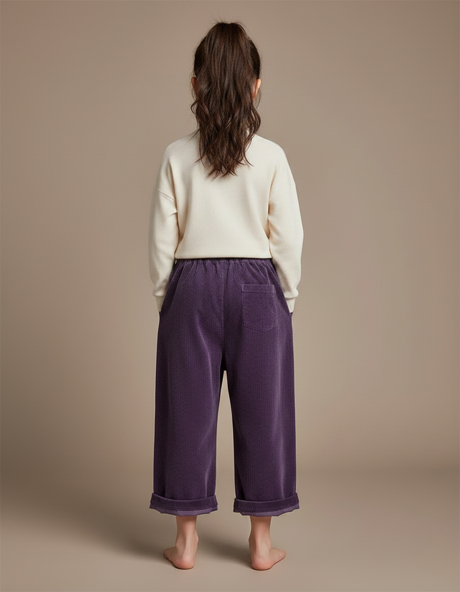 Pantalon Chinois Violet Côtelé Ample Enfant - Cordé - vue 2