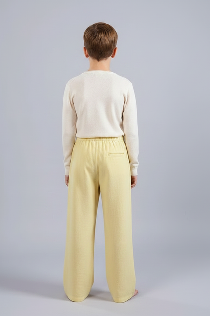 Pantalon Chinois Jaune Ample Enfant Décontracté Coton - Lin - vue 2