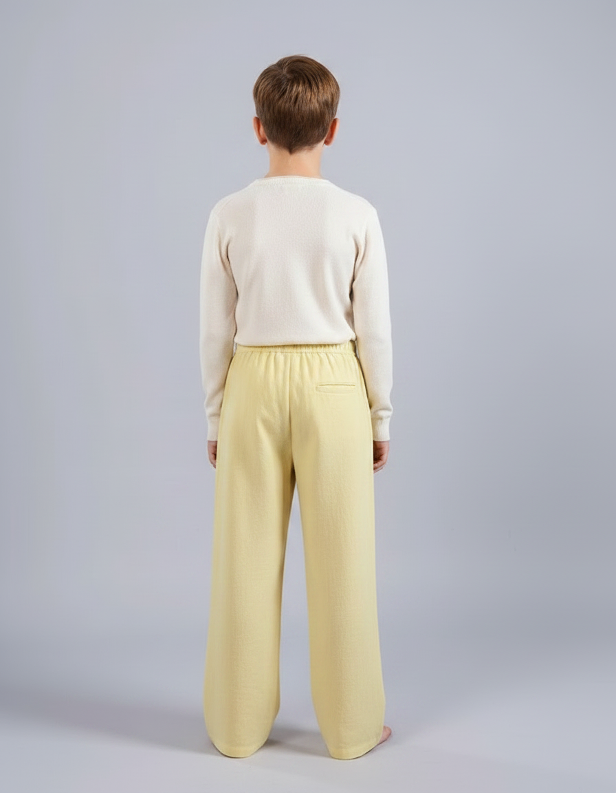 Pantalon Chinois Jaune Ample Enfant Décontracté Coton - Lin - vue 2