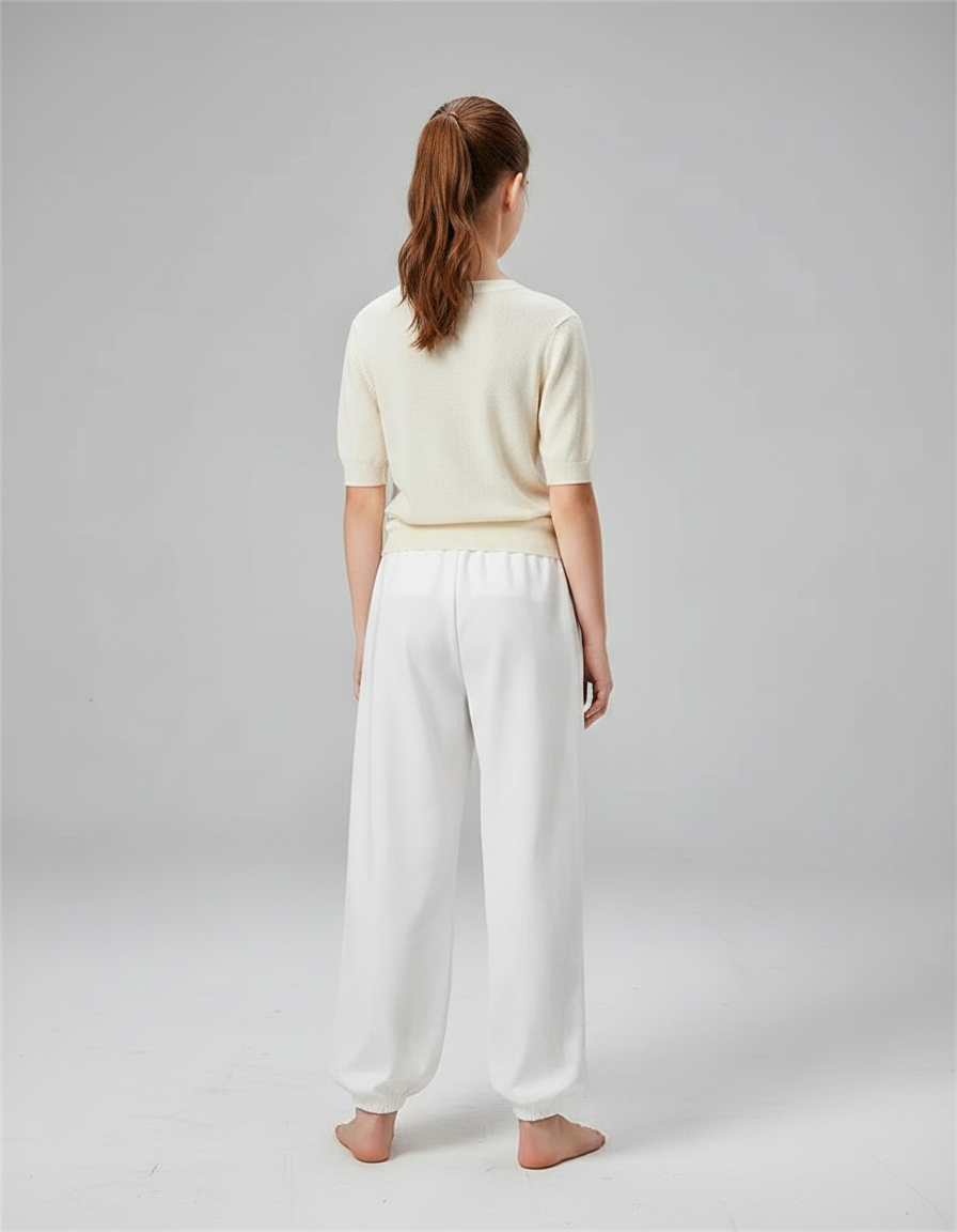 Pantalon Chinois Blanc Ample Flammes Rouges Enfant - Molleton - vue 2