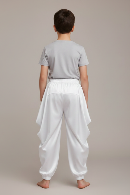 Pantalon Chinois Blanc Satiné Ample Harem Garçon - vue 2