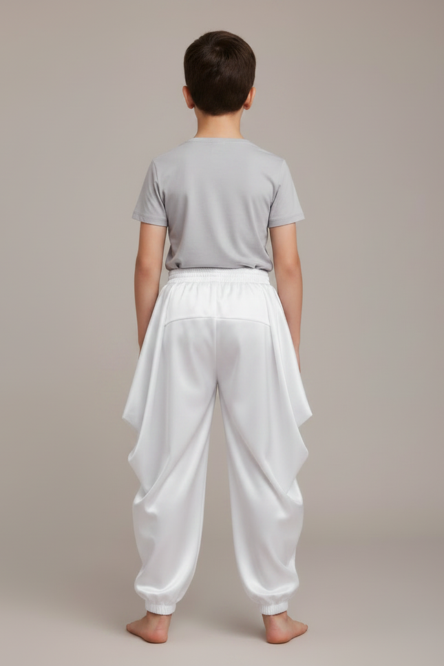 Pantalon Chinois Blanc Satiné Ample Harem Garçon - vue 2