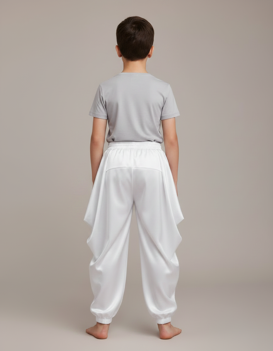 Pantalon Chinois Blanc Satiné Ample Harem Garçon - vue 2