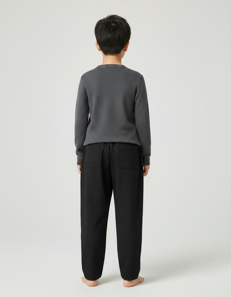 Pantalon Chinois Noir Ample Motifs Rouges Enfant - Polyester - vue 2
