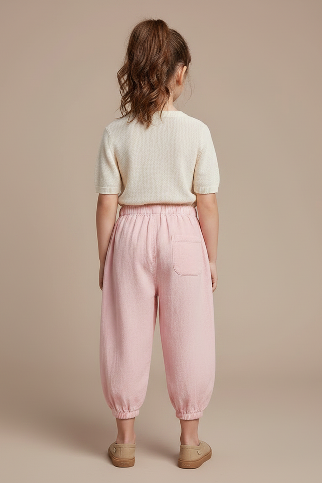 Pantalon Chinois Rose Enfant Coton Ample Confortable - vue 2