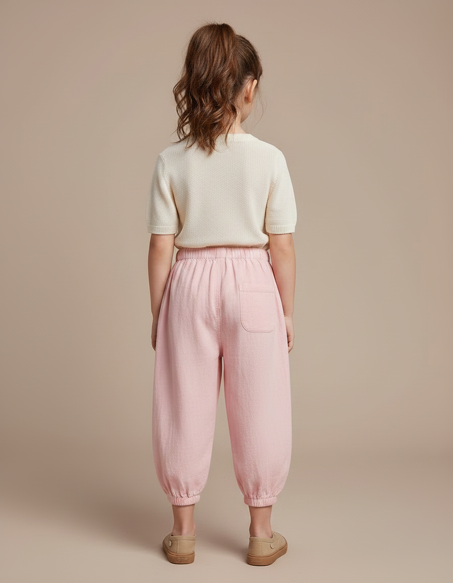 Pantalon Chinois Rose Enfant Coton Ample Confortable - vue 2