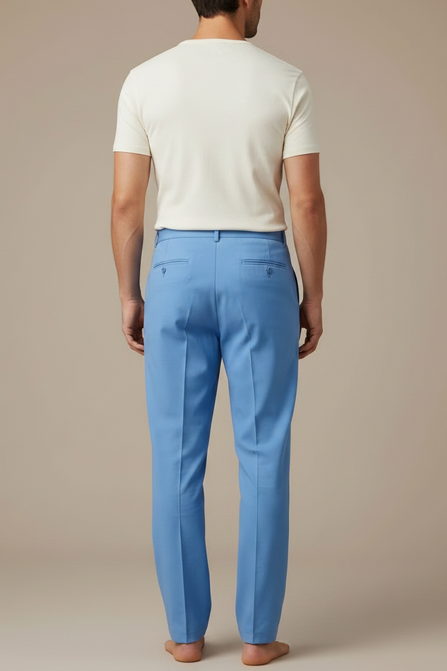 Pantalon Chinois Bleu Ciel Droit Décontracté Homme - Gabardine - vue 2