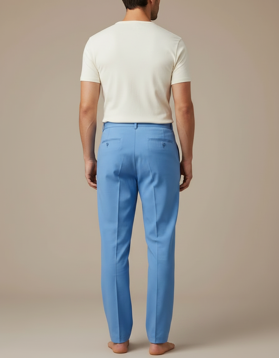 Pantalon Chinois Bleu Ciel Droit Décontracté Homme - Gabardine - vue 2