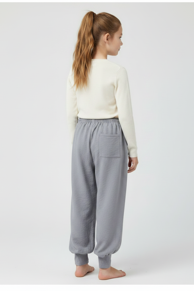 Pantalon Chinois Fille Sarouel Lin - Gris - vue 2