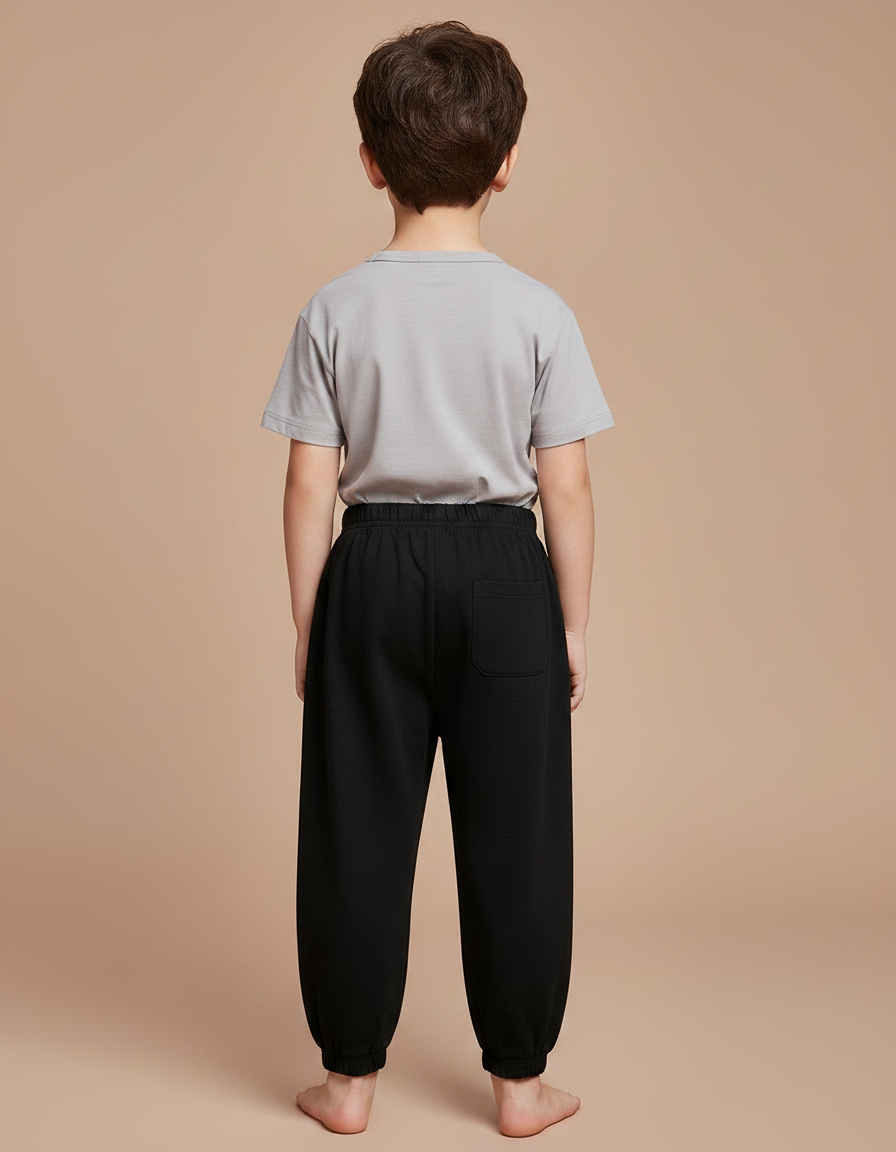 Pantalon Chinois Noir Ample Coton Enfant Simple - Molleton - vue 2