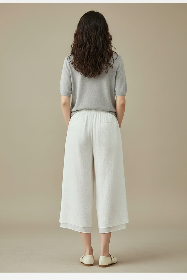 Pantalon Chinois Blanc Ample Fluide Coton Lin - vue 2