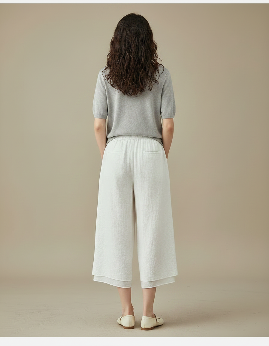 Pantalon Chinois Blanc Ample Fluide Coton Lin - vue 2