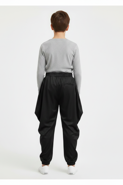 Pantalon Chinois Noir Satiné Ample Harem Garçon - vue 2