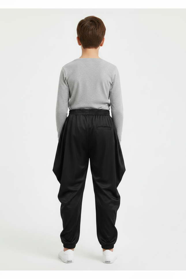 Pantalon Chinois Noir Satiné Ample Harem Garçon - vue 2