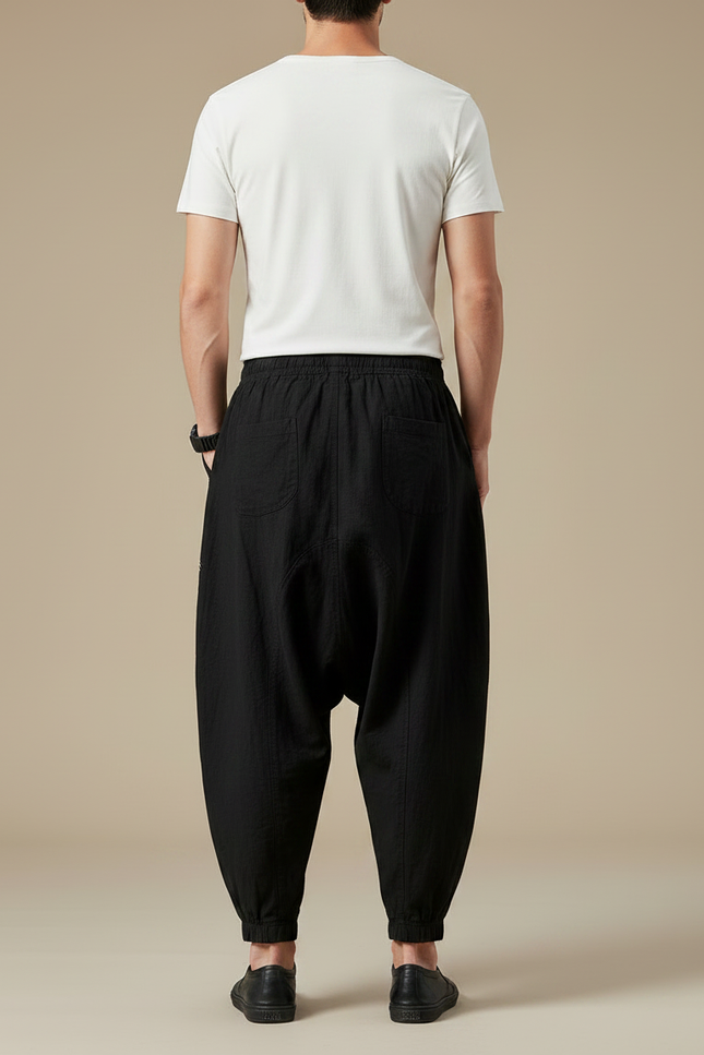 Pantalon Chinois Noir Ample Coton Constellation Homme - vue 2