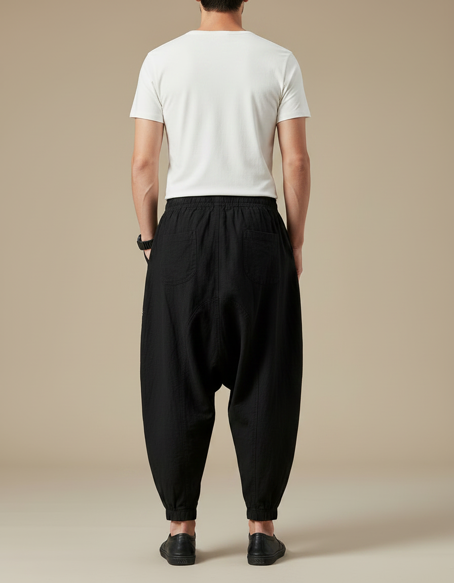 Pantalon Chinois Noir Ample Coton Constellation Homme - vue 2