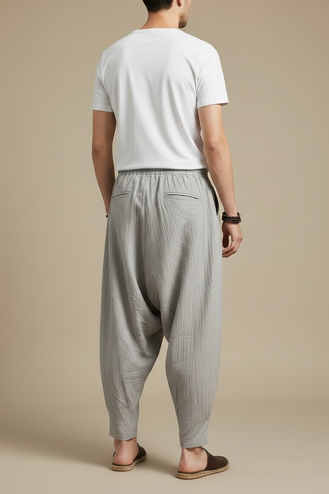 Pantalon Traditionnel Chinois Homme - Gris Lin - vue 2