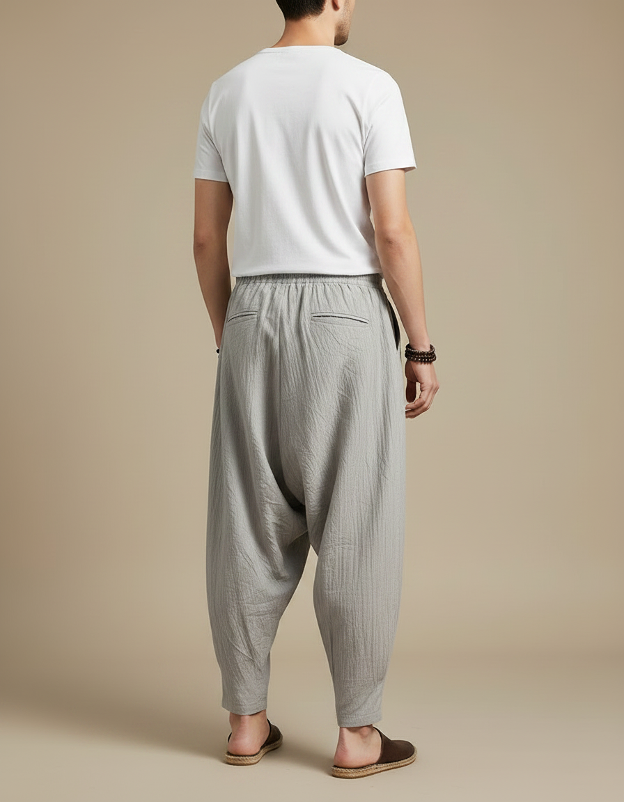 Pantalon Traditionnel Chinois Homme - Gris Lin - vue 2