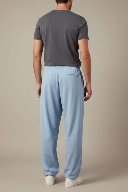 Pantalon Chinois Bleu Ciel Ample Fluide Décontracté Coton - vue 2
