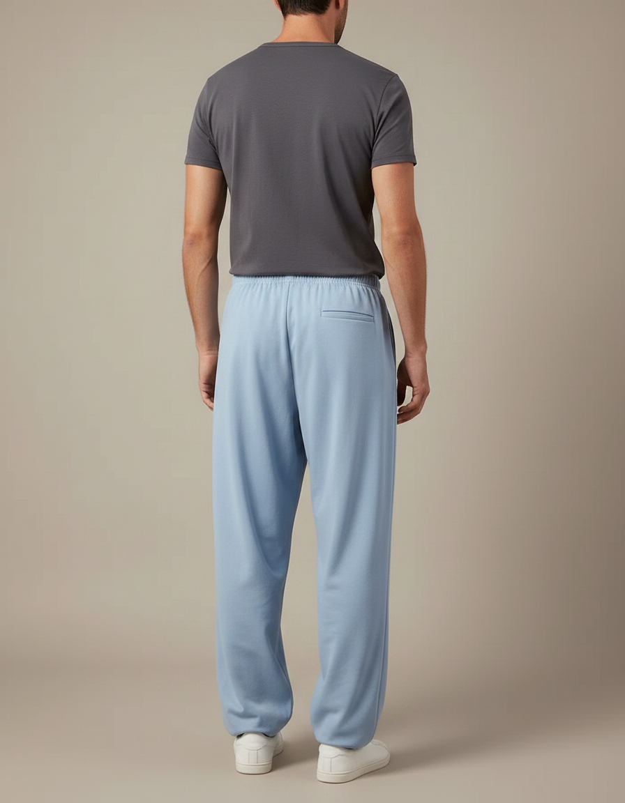 Pantalon Chinois Bleu Ciel Ample Fluide Décontracté Coton - vue 2